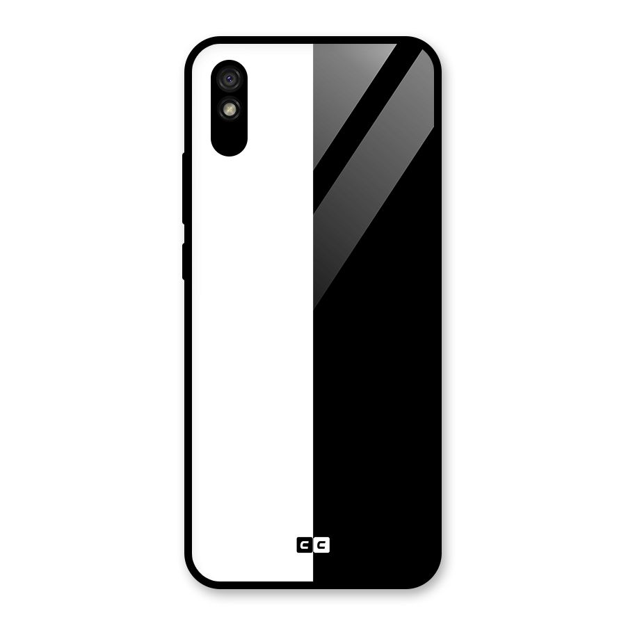 Simple Black White Glass Back Case for Redmi 9i