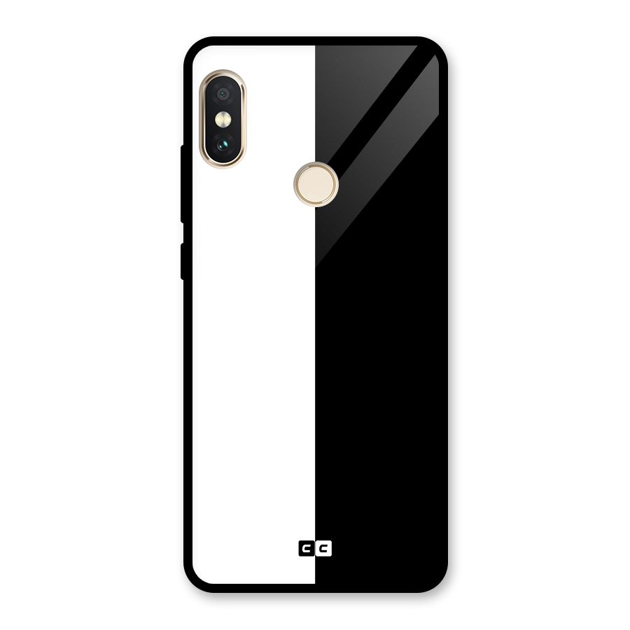 Simple Black White Glass Back Case for Redmi Note 5 Pro
