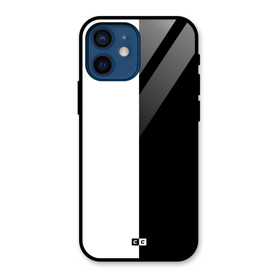 Simple Black White Glass Back Case for iPhone 12 Mini