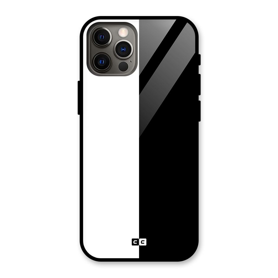 Simple Black White Glass Back Case for iPhone 12 Pro
