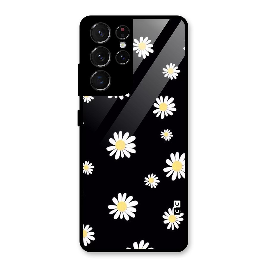 Simple Sunflowers Pattern Glass Back Case for Galaxy S21 Ultra 5G