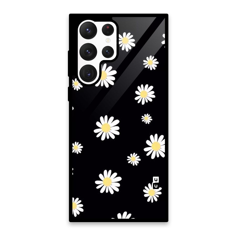 Simple Sunflowers Pattern Glass Back Case for Galaxy S22 Ultra 5G
