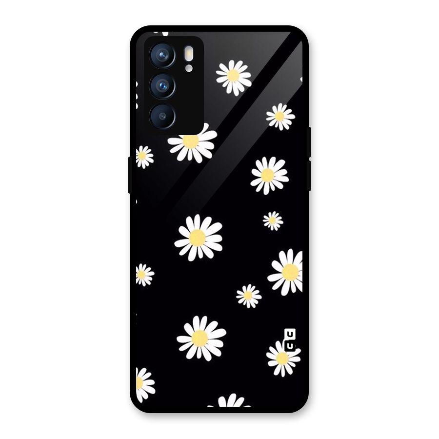 Simple Sunflowers Pattern Glass Back Case for Oppo Reno6 5G