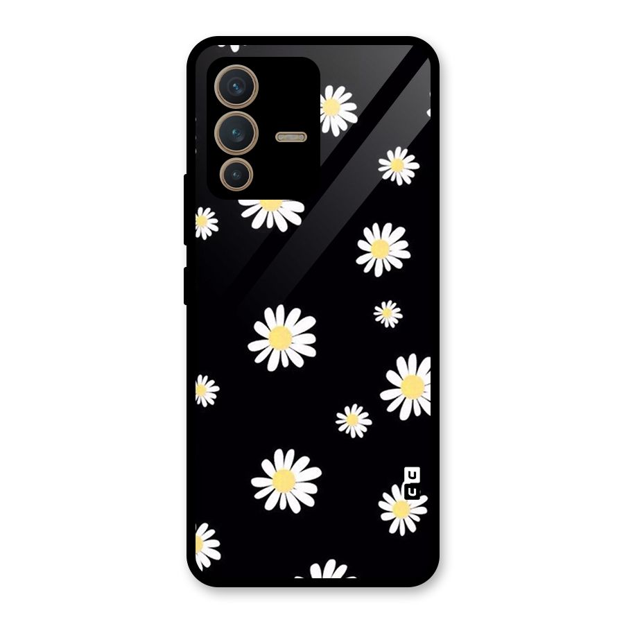 Simple Sunflowers Pattern Glass Back Case for Vivo V23 5G