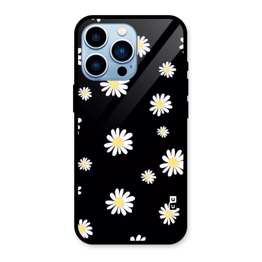 Simple Sunflowers Pattern Glass Back Case for iPhone 13 Pro