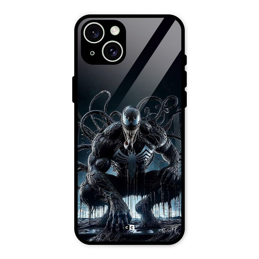 Sitting Venom Glass Back Case for iPhone 15 Plus