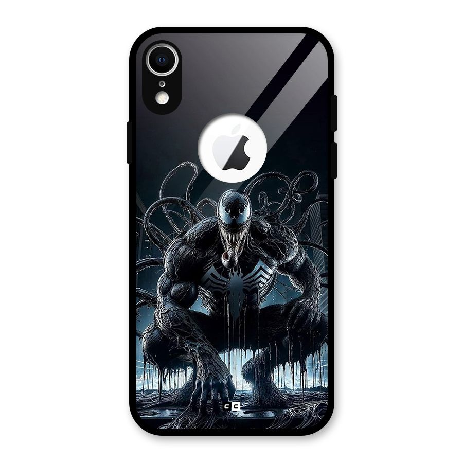 Sitting Venom Glass Back Case for iPhone XR Logo Cut