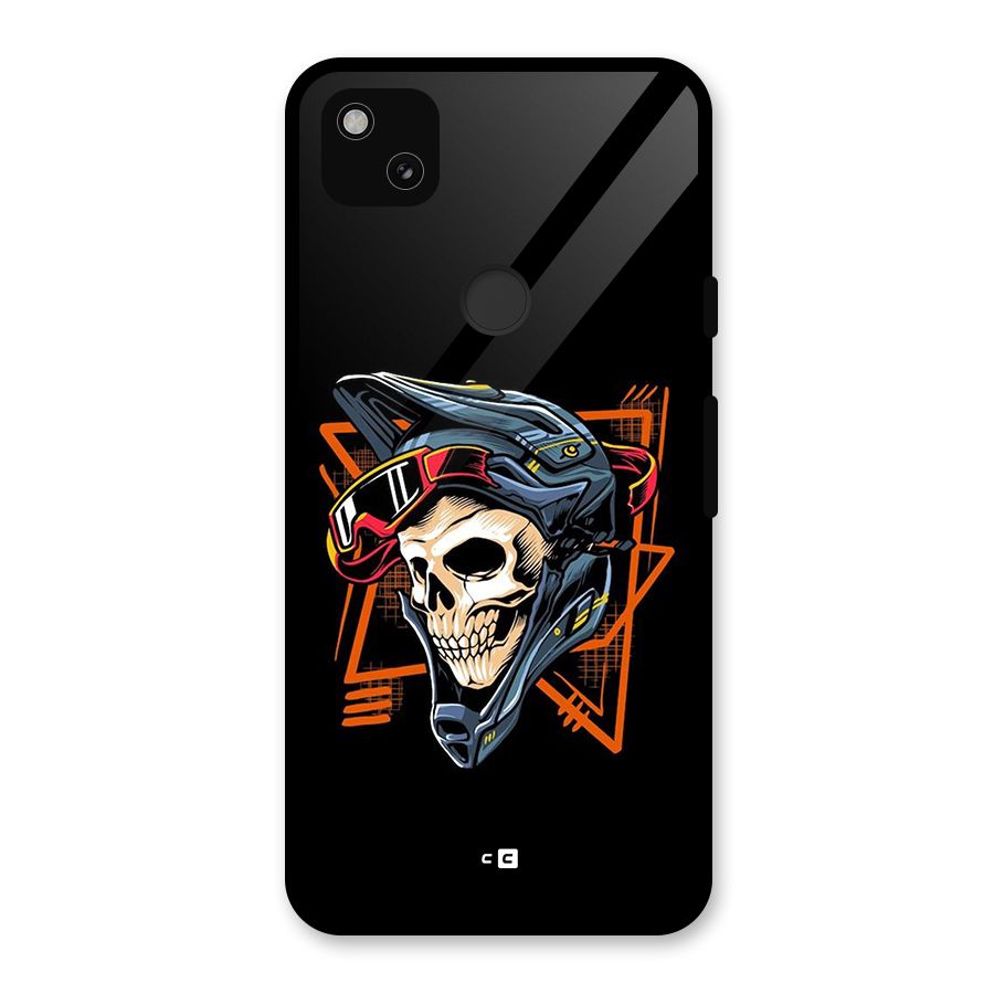 Skull Helmet Glass Back Case for Google Pixel 4a