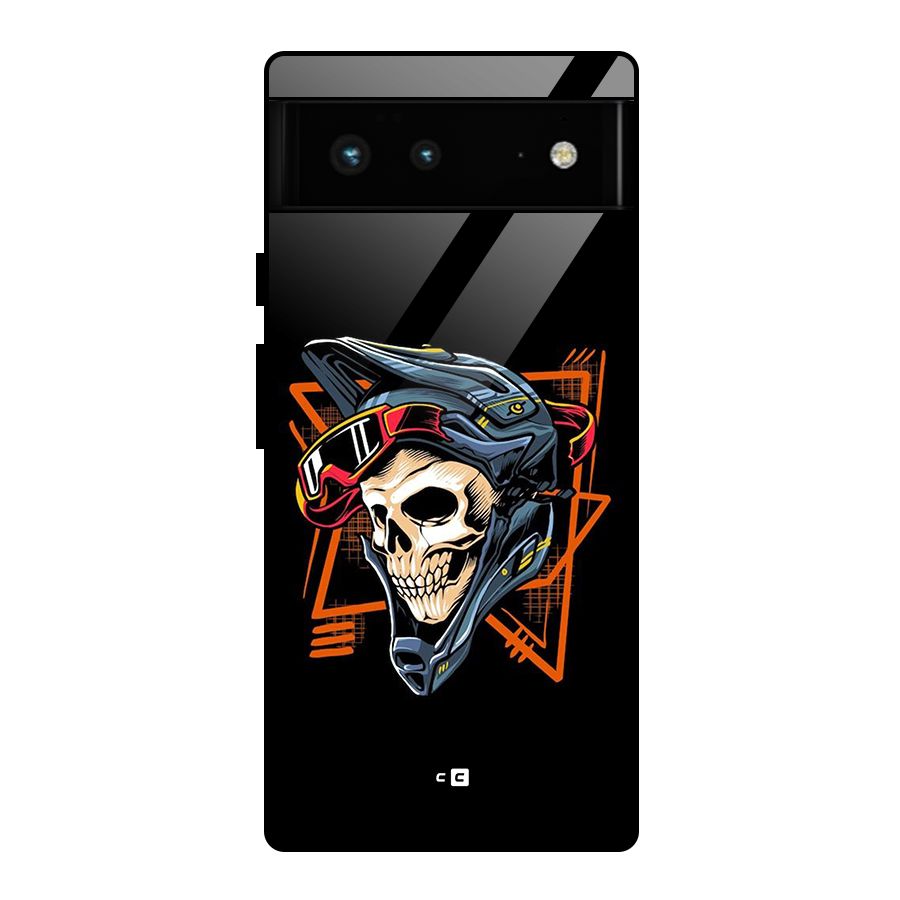 Skull Helmet Glass Back Case for Google Pixel 6