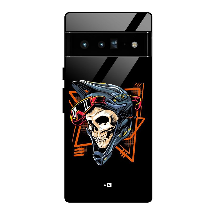 Skull Helmet Glass Back Case for Google Pixel 6 Pro