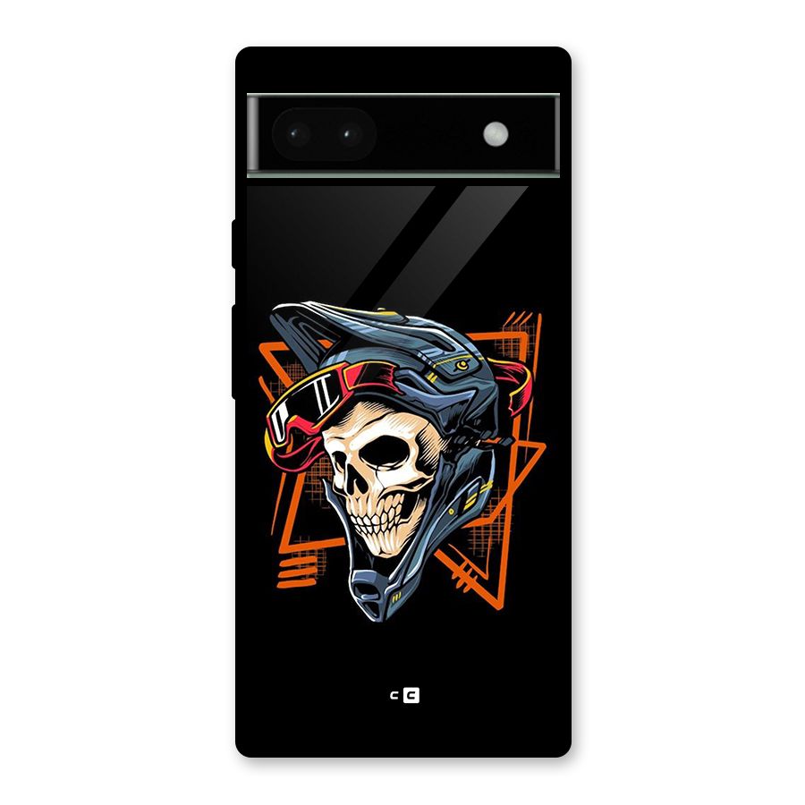 Skull Helmet Glass Back Case for Google Pixel 6a