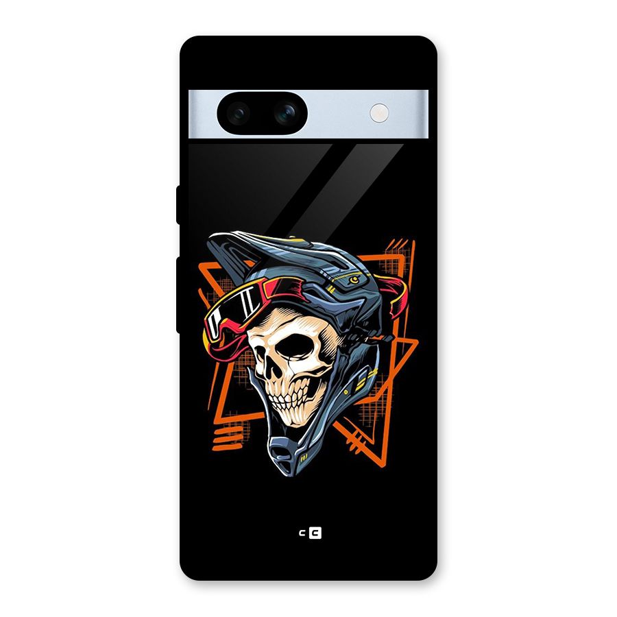 Skull Helmet Glass Back Case for Google Pixel 7a