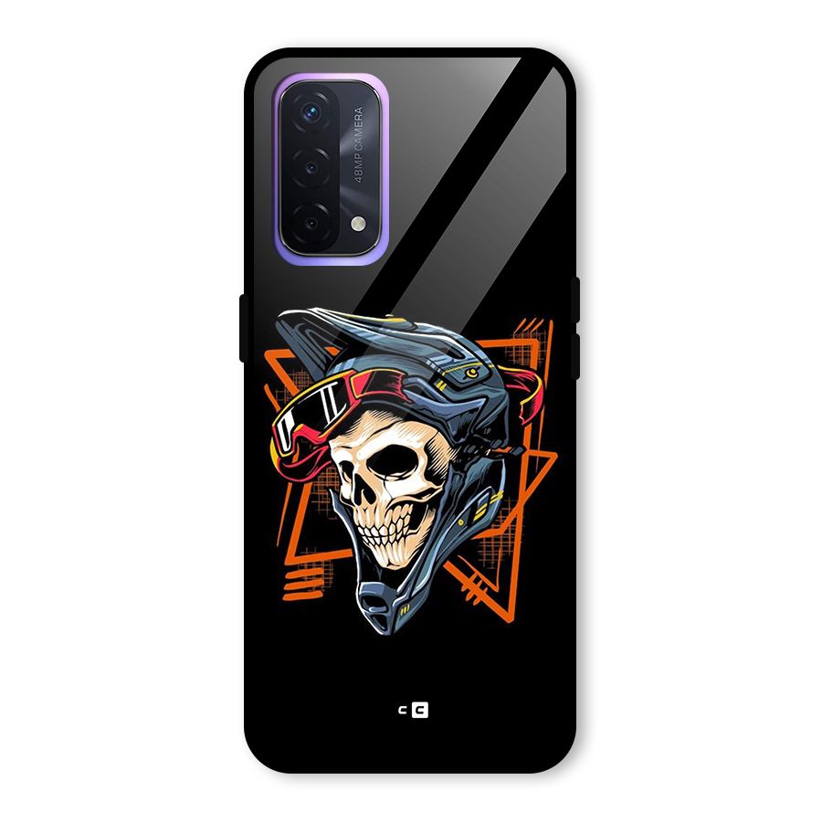 Skull Helmet Glass Back Case for Oppo A74 5G