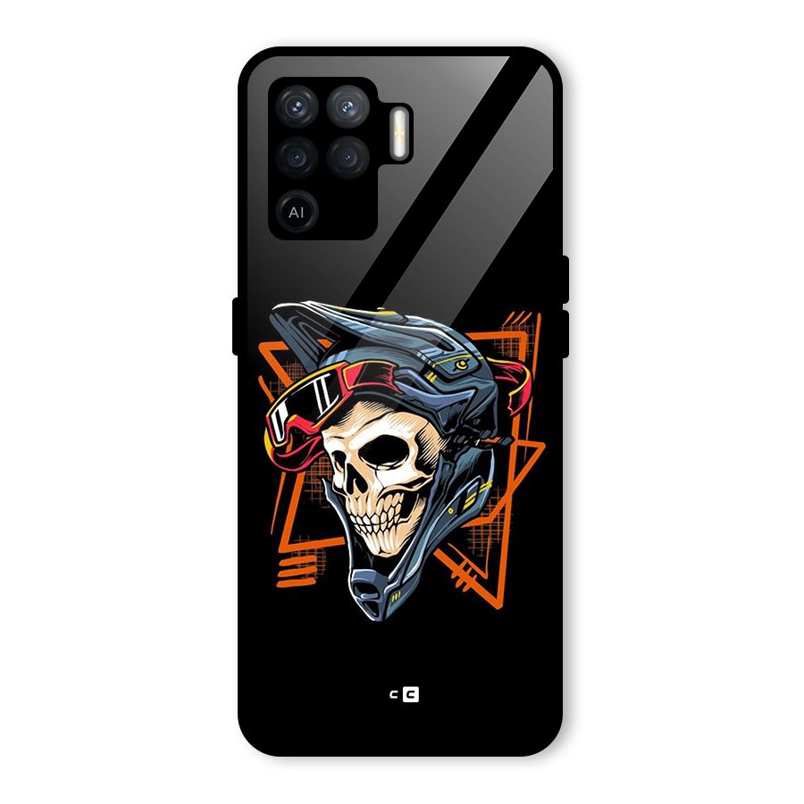Skull Helmet Glass Back Case for Oppo F19 Pro