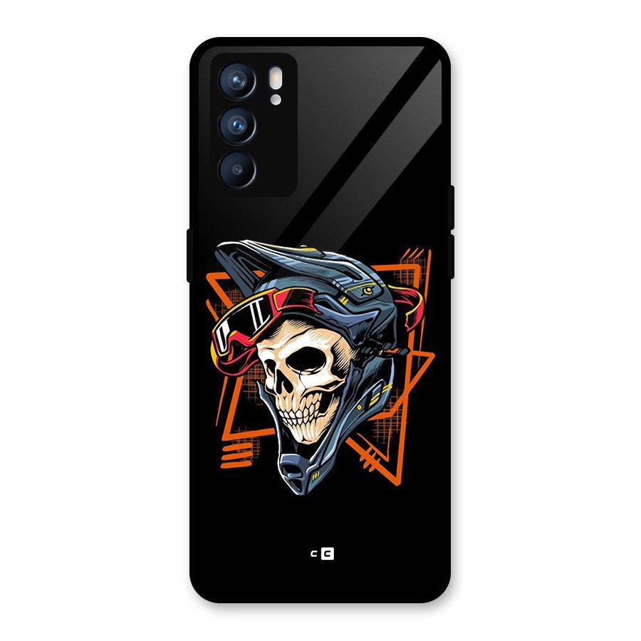 Skull Helmet Glass Back Case for Oppo Reno6 5G