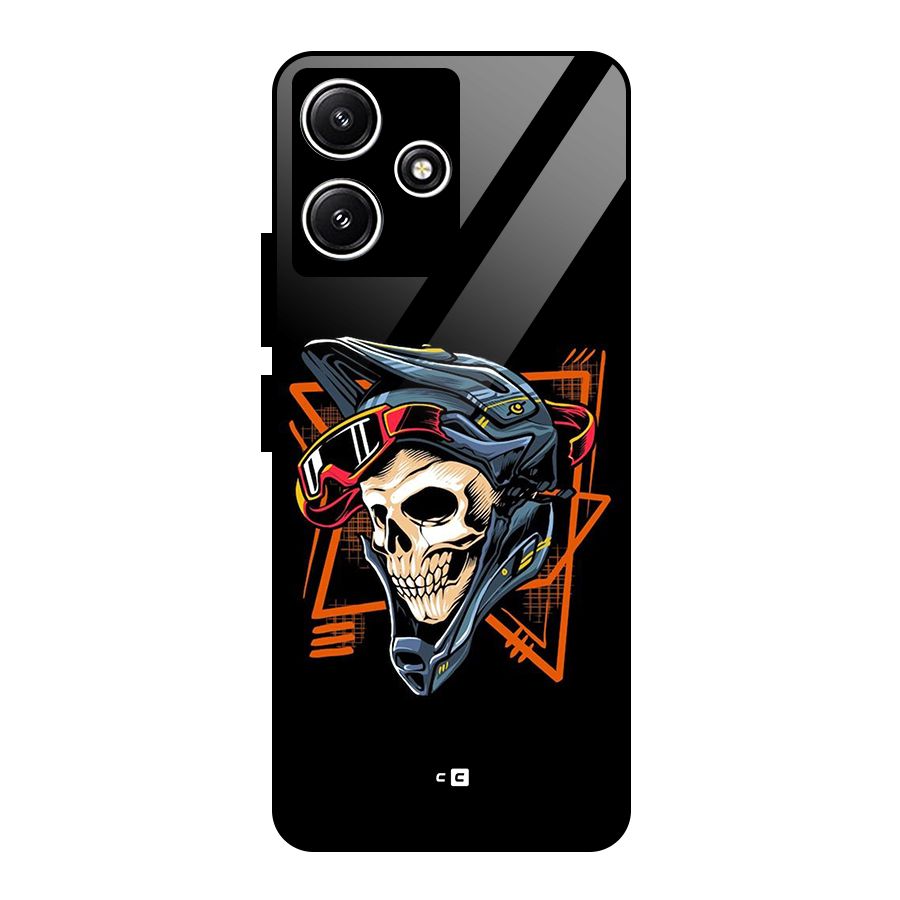 Skull Helmet Glass Back Case for Poco M6 Pro