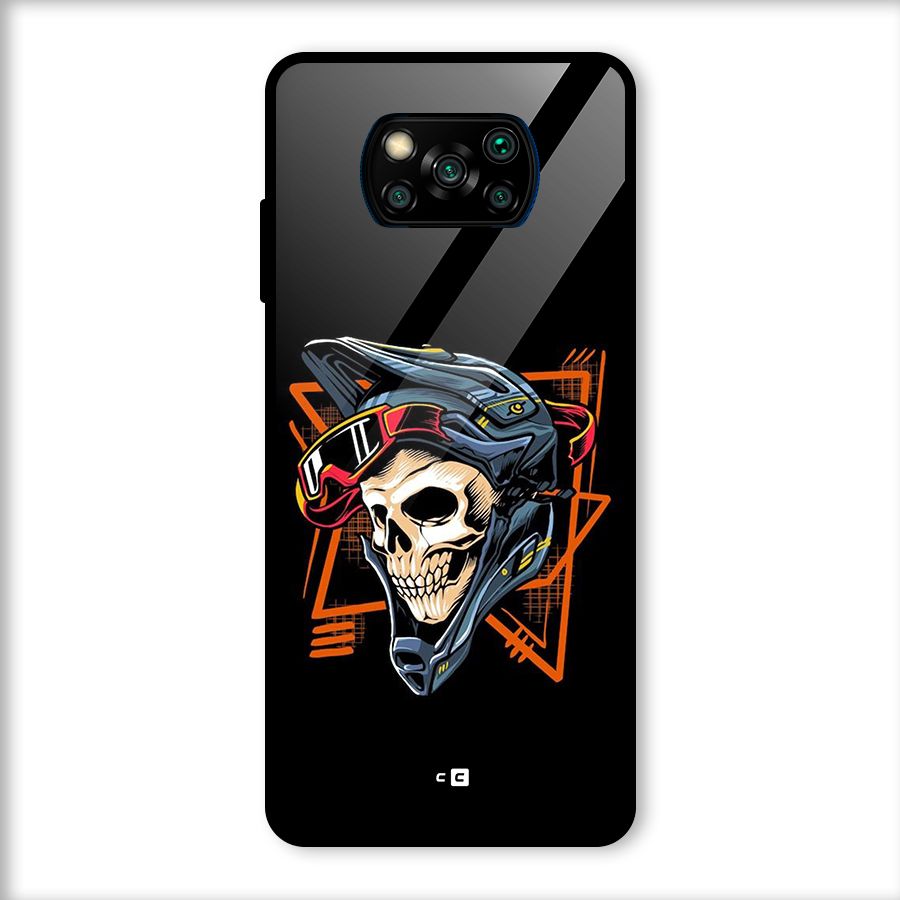 Skull Helmet Glass Back Case for Poco X3