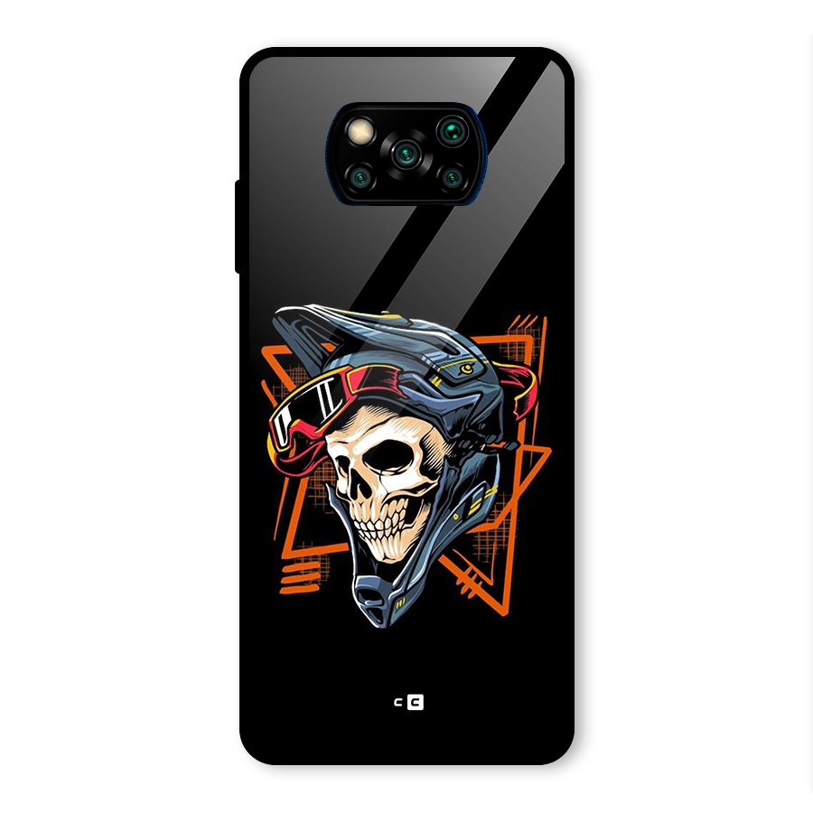 Skull Helmet Glass Back Case for Poco X3 Pro