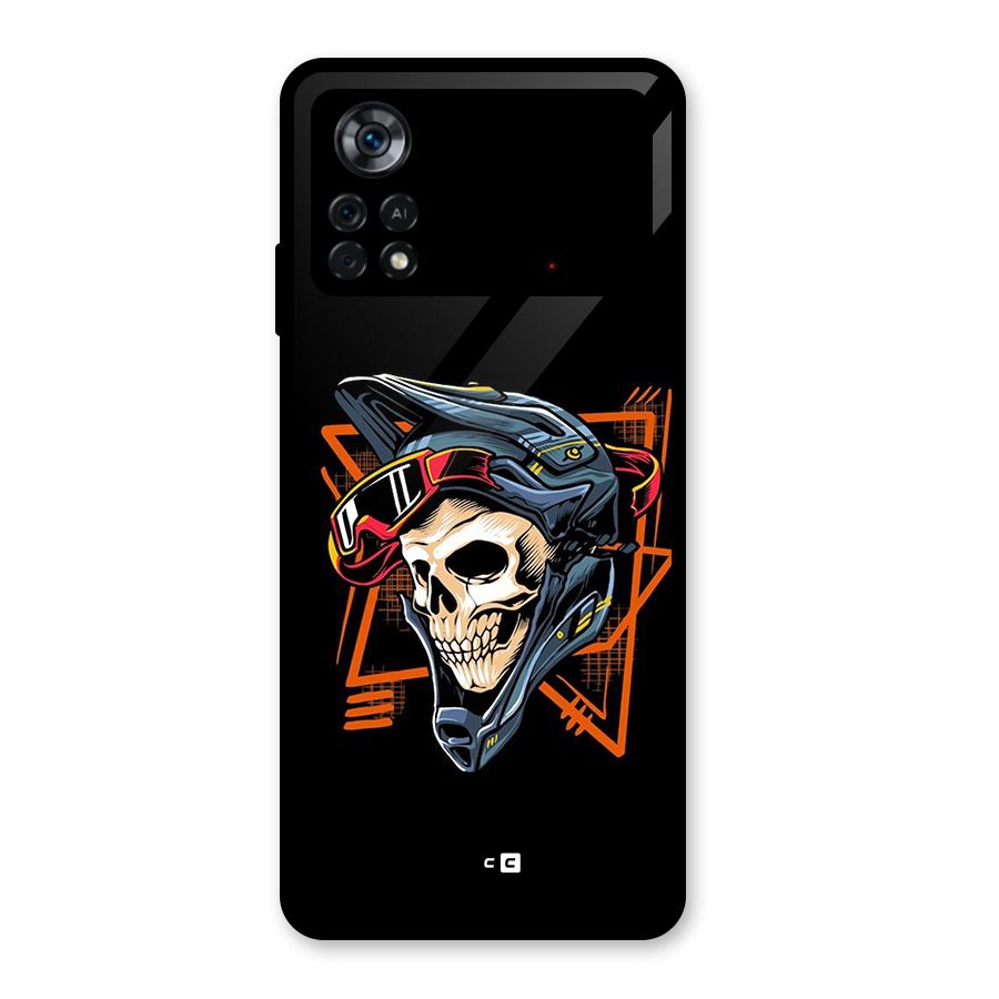 Skull Helmet Glass Back Case for Poco X4 Pro 5G