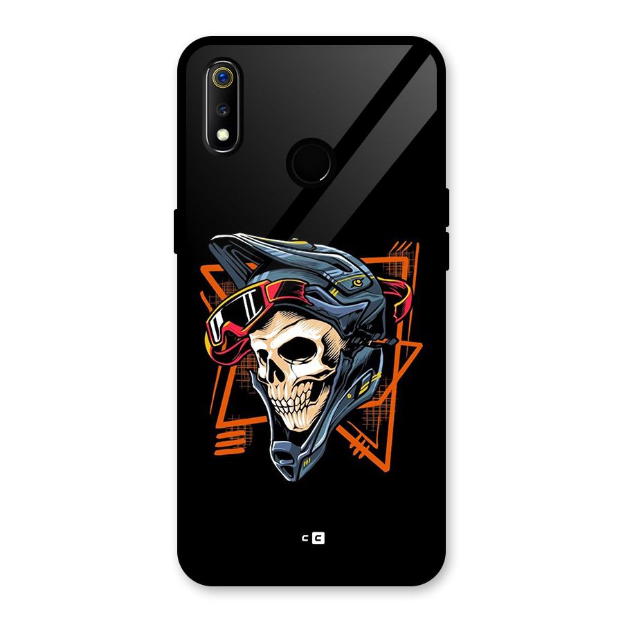 Skull Helmet Glass Back Case for Realme 3i