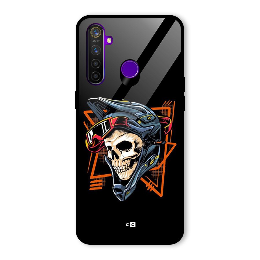 Skull Helmet Glass Back Case for Realme 5 Pro