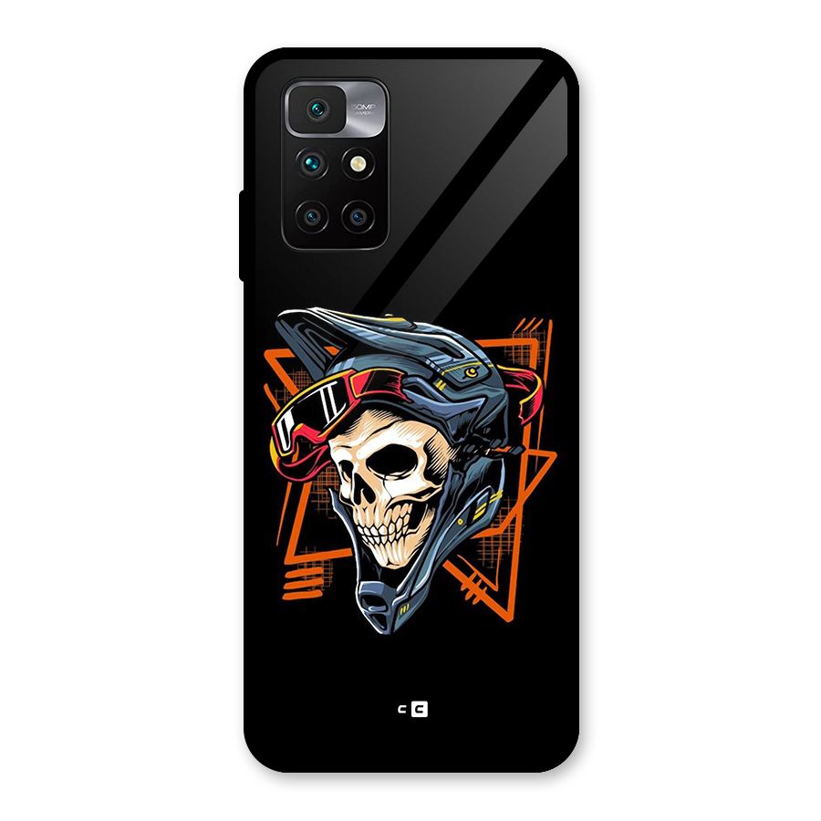 Skull Helmet Glass Back Case for Redmi 10 Prime