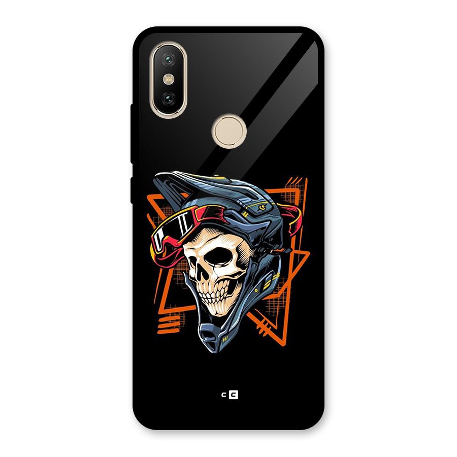 Skull Helmet Glass Back Case for Redmi A1