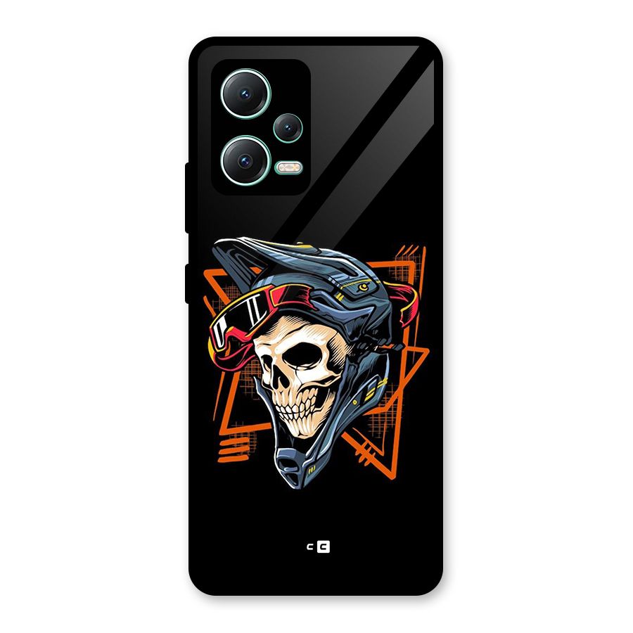 Skull Helmet Glass Back Case for Redmi Note 12 5G