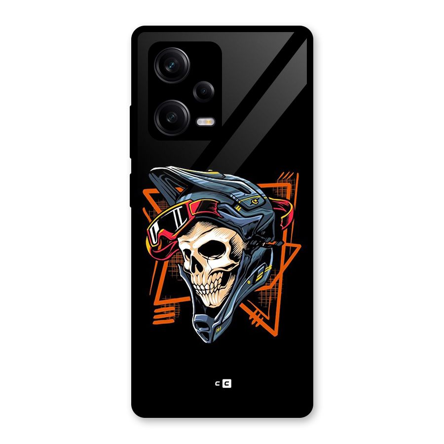 Skull Helmet Glass Back Case for Redmi Note 12 Pro
