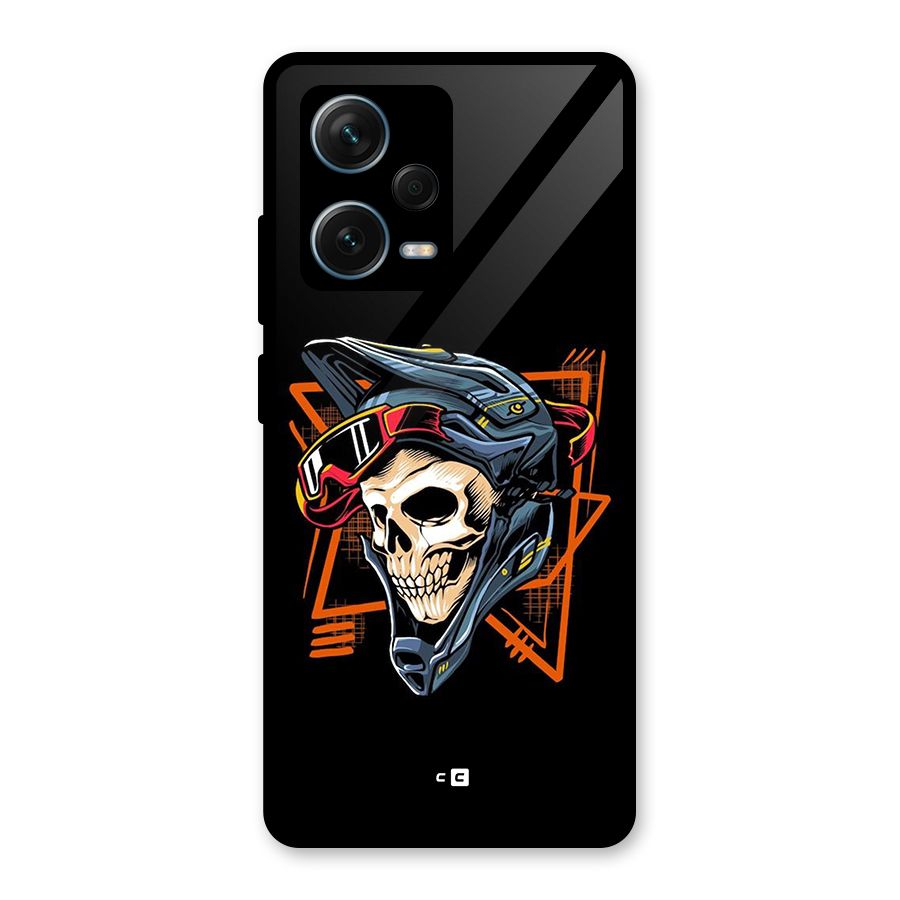 Skull Helmet Glass Back Case for Redmi Note 12 Pro Plus 5G