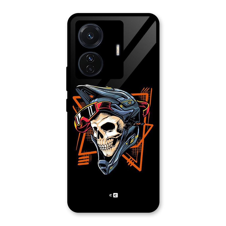 Skull Helmet Glass Back Case for Vivo T1 Pro