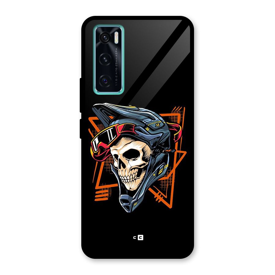 Skull Helmet Glass Back Case for Vivo V20 SE
