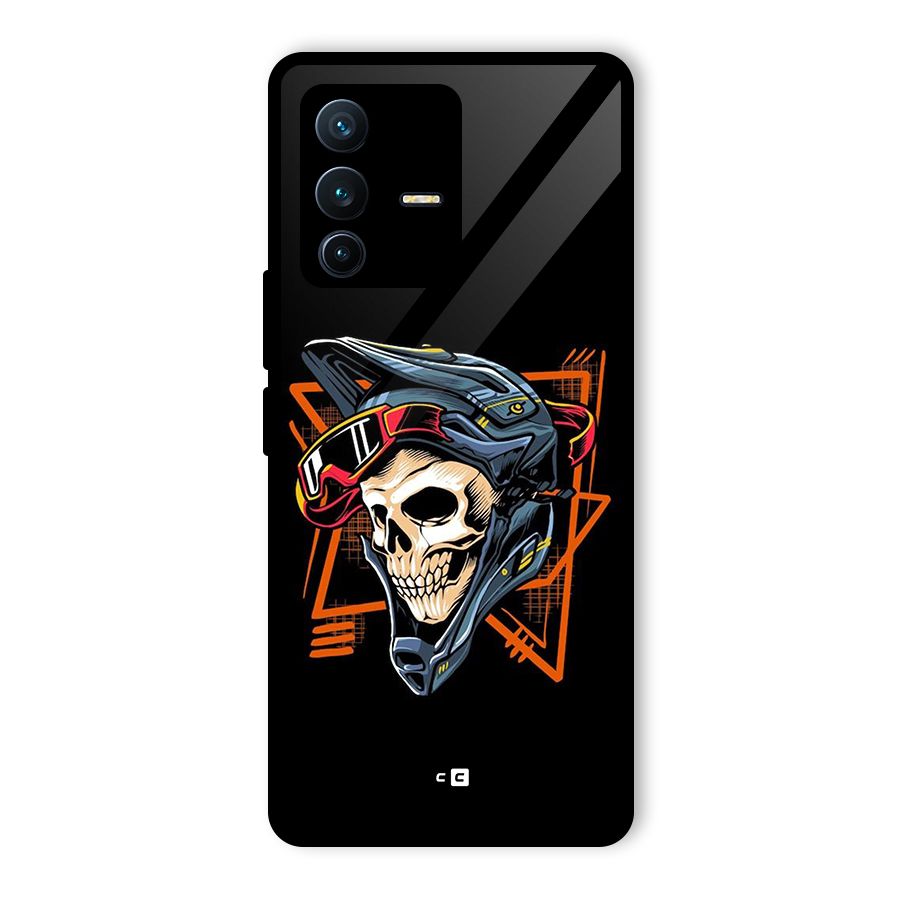 Skull Helmet Glass Back Case for Vivo V23 Pro