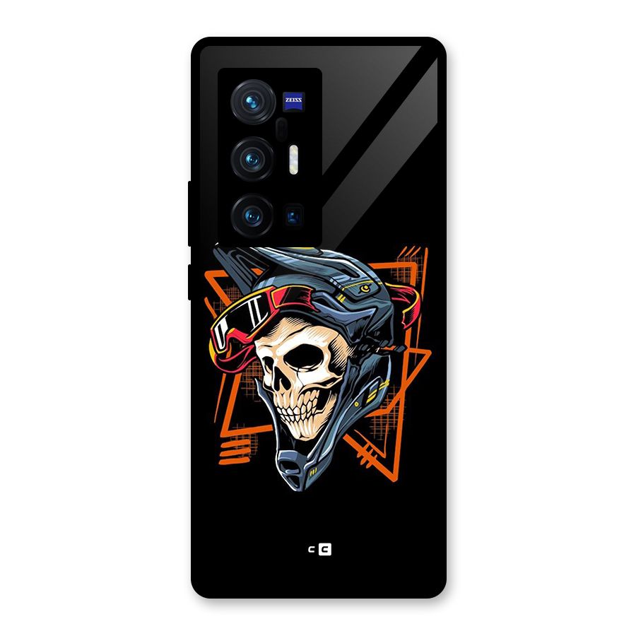 Skull Helmet Glass Back Case for Vivo X70 Pro Plus