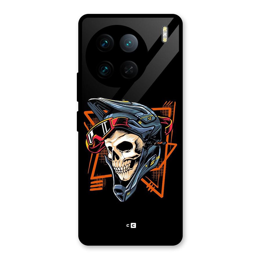 Skull Helmet Glass Back Case for Vivo X90 Pro