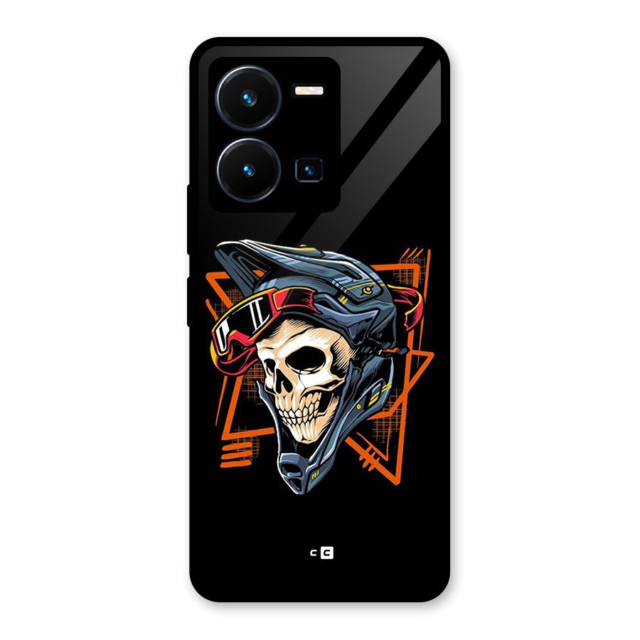 Skull Helmet Glass Back Case for Vivo Y35