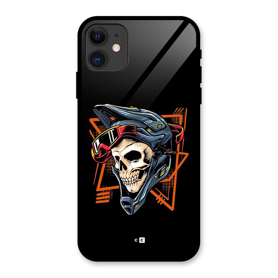 Skull Helmet Glass Back Case for iPhone 11