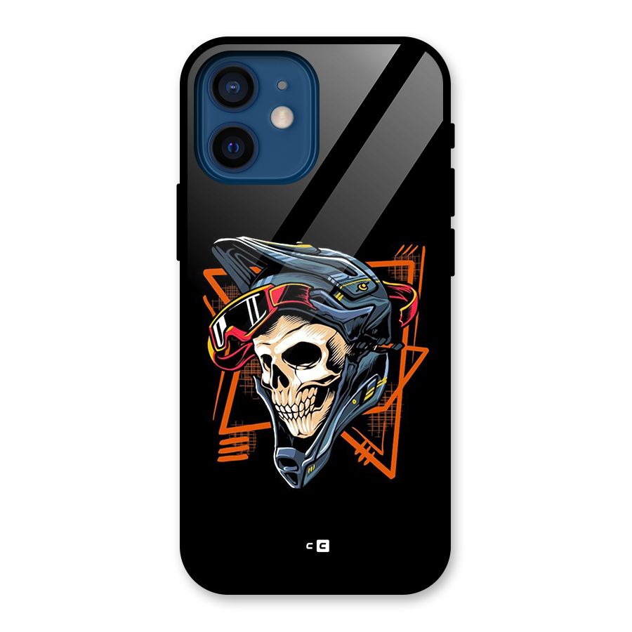 Skull Helmet Glass Back Case for iPhone 12 Mini