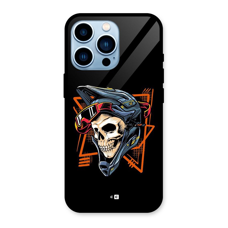 Skull Helmet Glass Back Case for iPhone 13 Pro