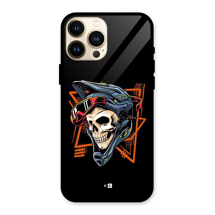 Skull Helmet Glass Back Case for iPhone 13 Pro Max