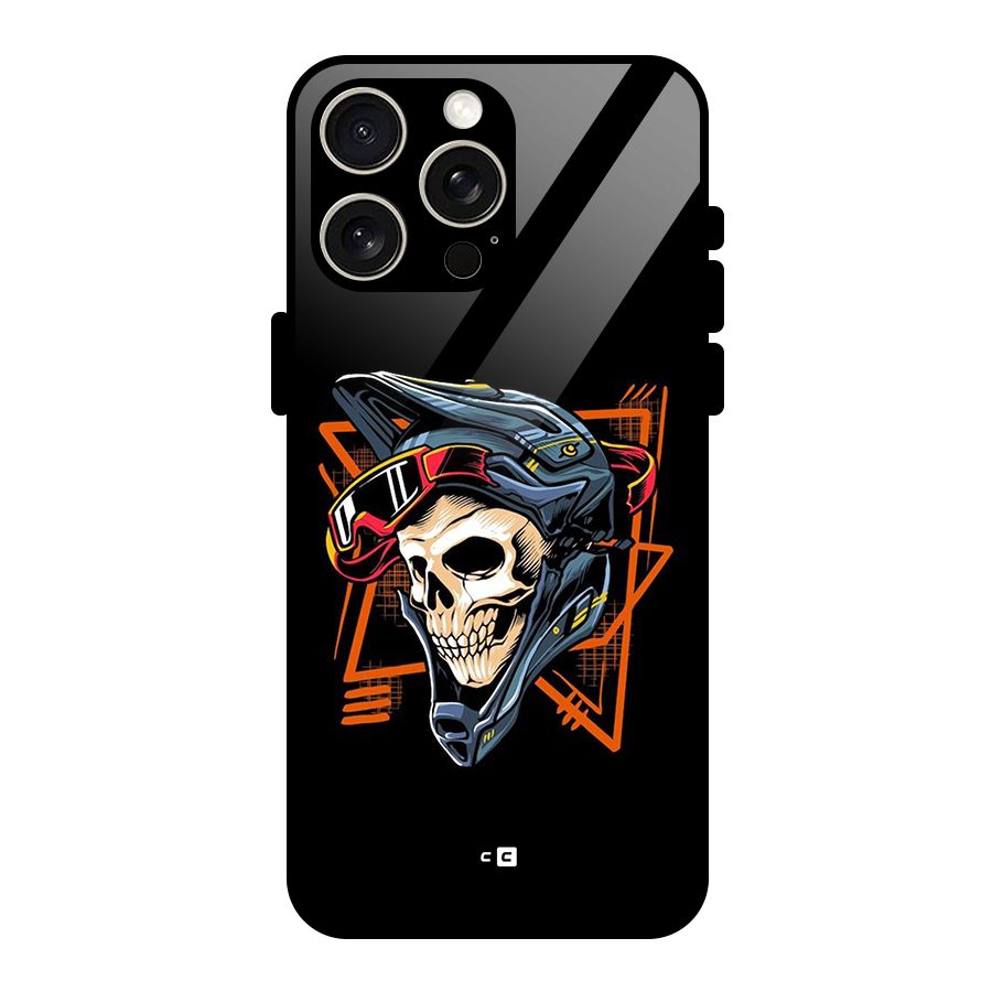 Skull Helmet Glass Back Case for iPhone 15 Pro Max