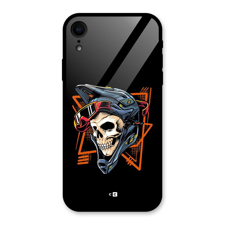 Skull Helmet Glass Back Case for iPhone XR