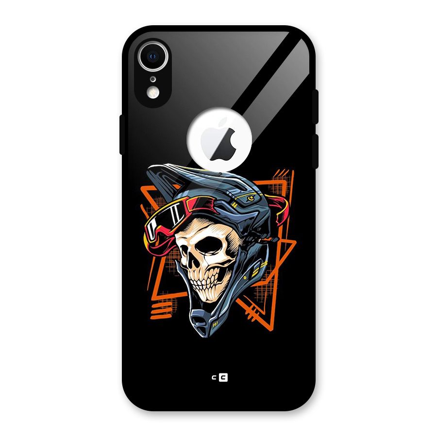 Skull Helmet Glass Back Case for iPhone XR Logo Cut