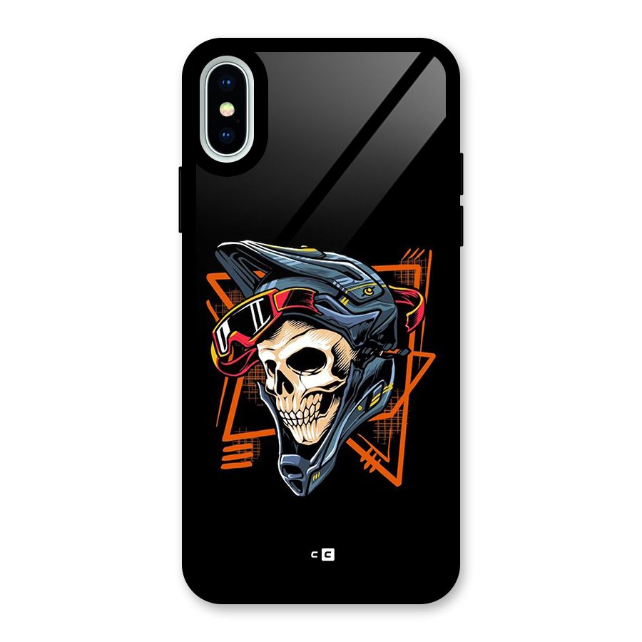 Skull Helmet Glass Back Case for iPhone XS