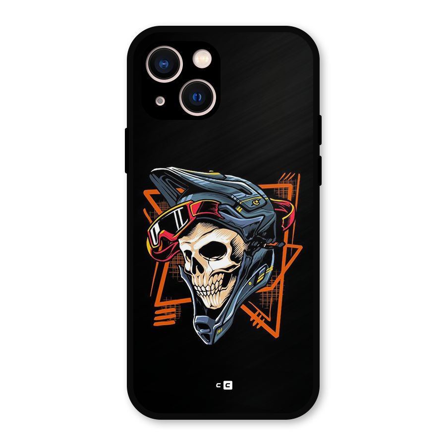 Skull Helmet Metal Back Case for iPhone 13