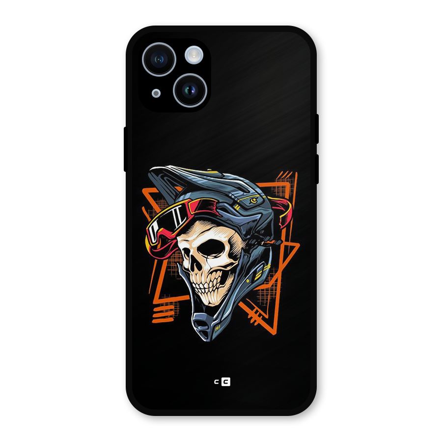Skull Helmet Metal Back Case for iPhone 14