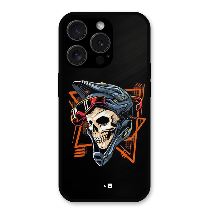 Skull Helmet Metal Back Case for iPhone 15 Pro