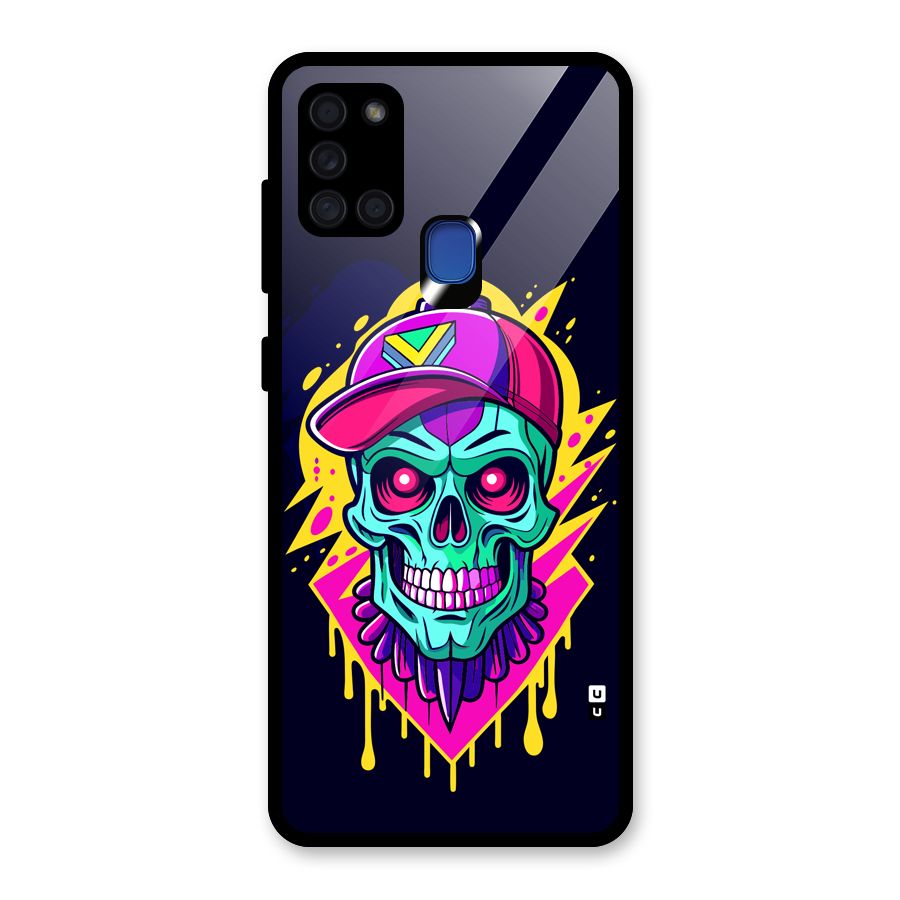 Skull In Cap Glass Back Case for Galaxy A21s