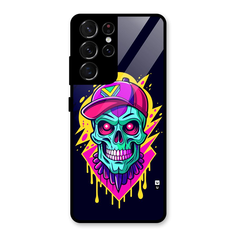 Skull In Cap Glass Back Case for Galaxy S21 Ultra 5G