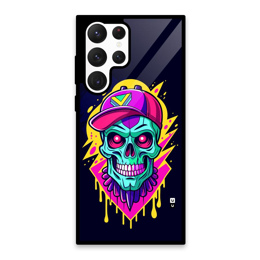 Skull In Cap Glass Back Case for Galaxy S22 Ultra 5G